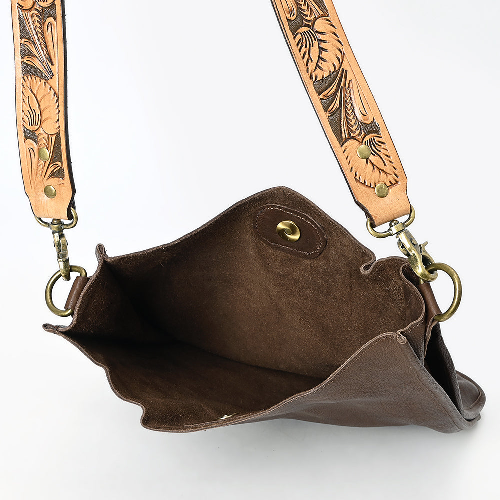 ADBGM245 Leather Hobo Bag - Western Hand-Tooled Strap Purse