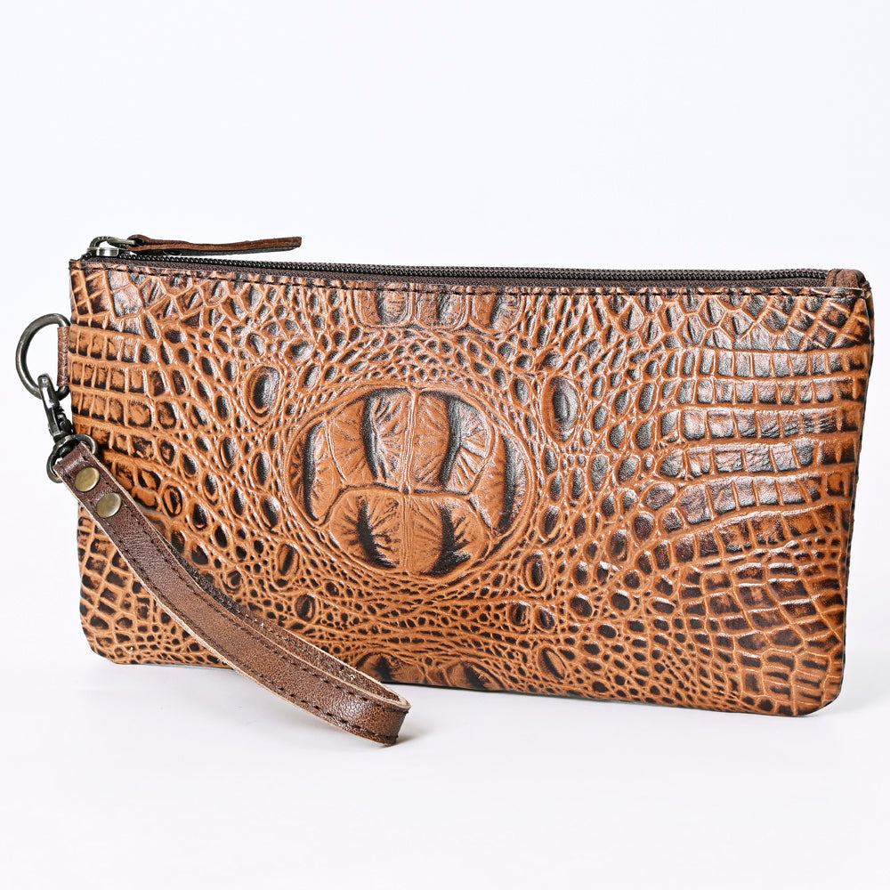 ADBG768 Croc-Embossed Genuine Leather Western Wristlet American Darling