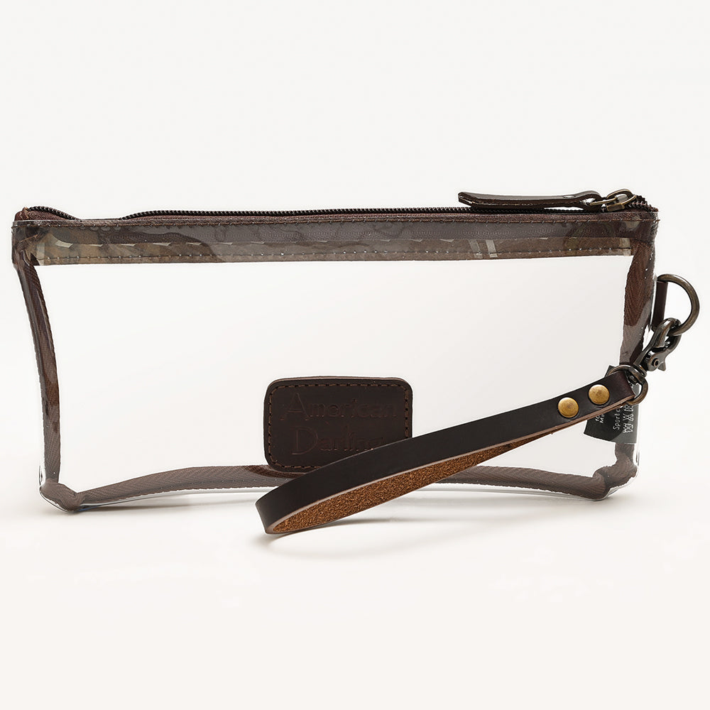 ADBG1558 American Darling Western Clear Bag with Genuine Leather Trim & Buck Stitch Detailing Stadium Approved