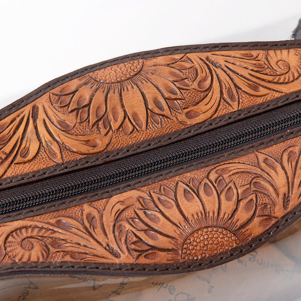 ADBG994 Clear Western Toiletry Bag with Tooled Leather Trim American Darling Travel Pouch