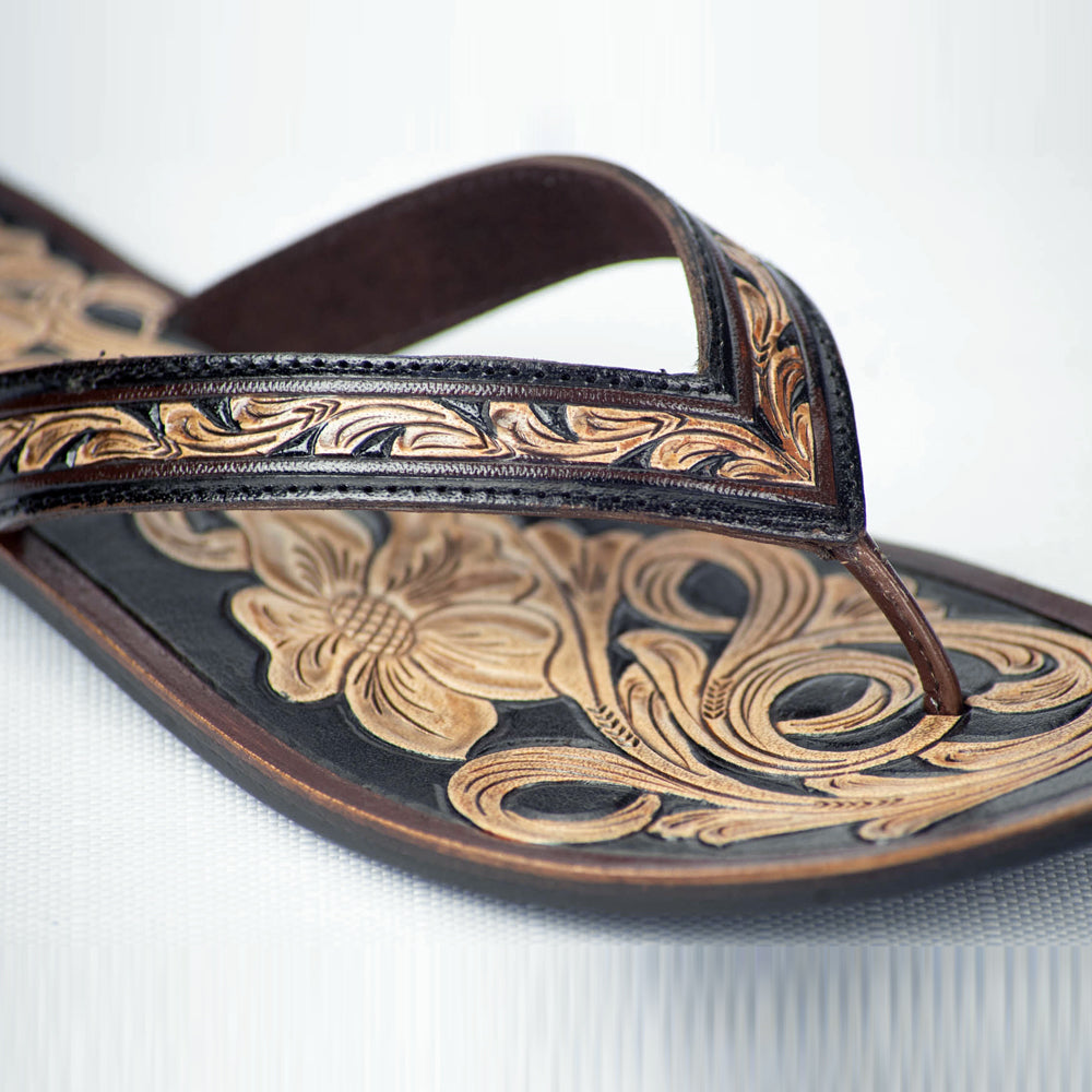 ADFT101-7 carved genuine leather sandal footwear flip flop