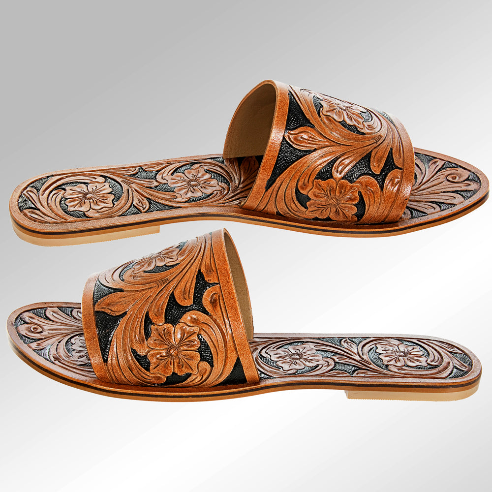ADFT104 carved genuine leather sandal footwear flip flop