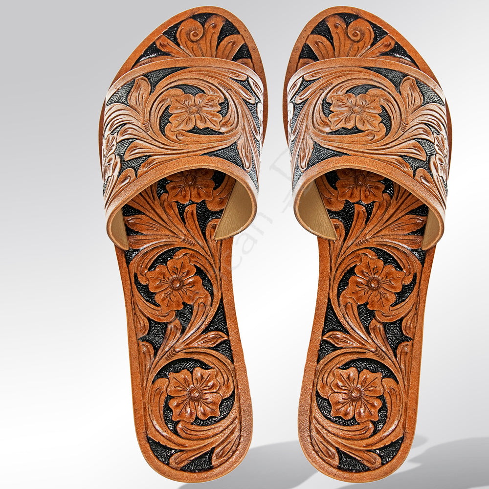 ADFT104 carved genuine leather sandal footwear flip flop