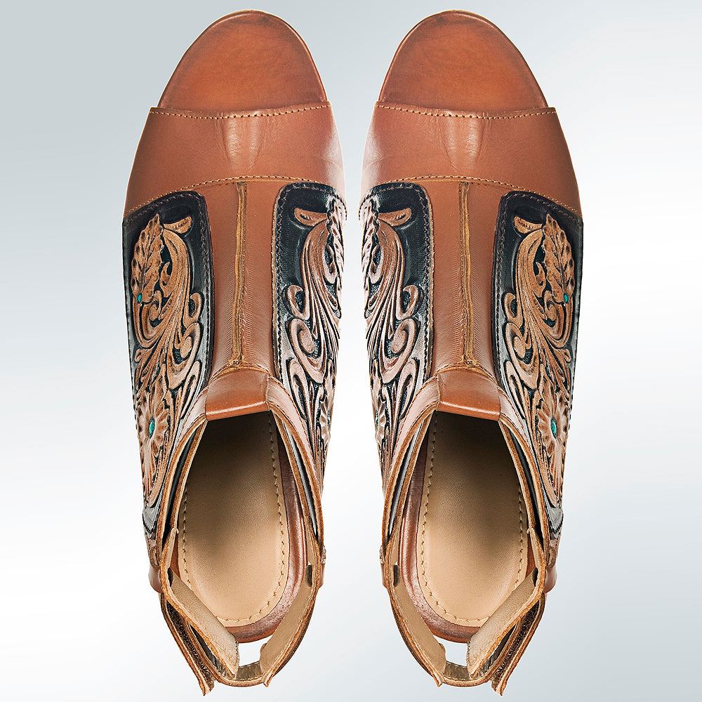 ADFT115 carved genuine leather sandal footwear flip flop