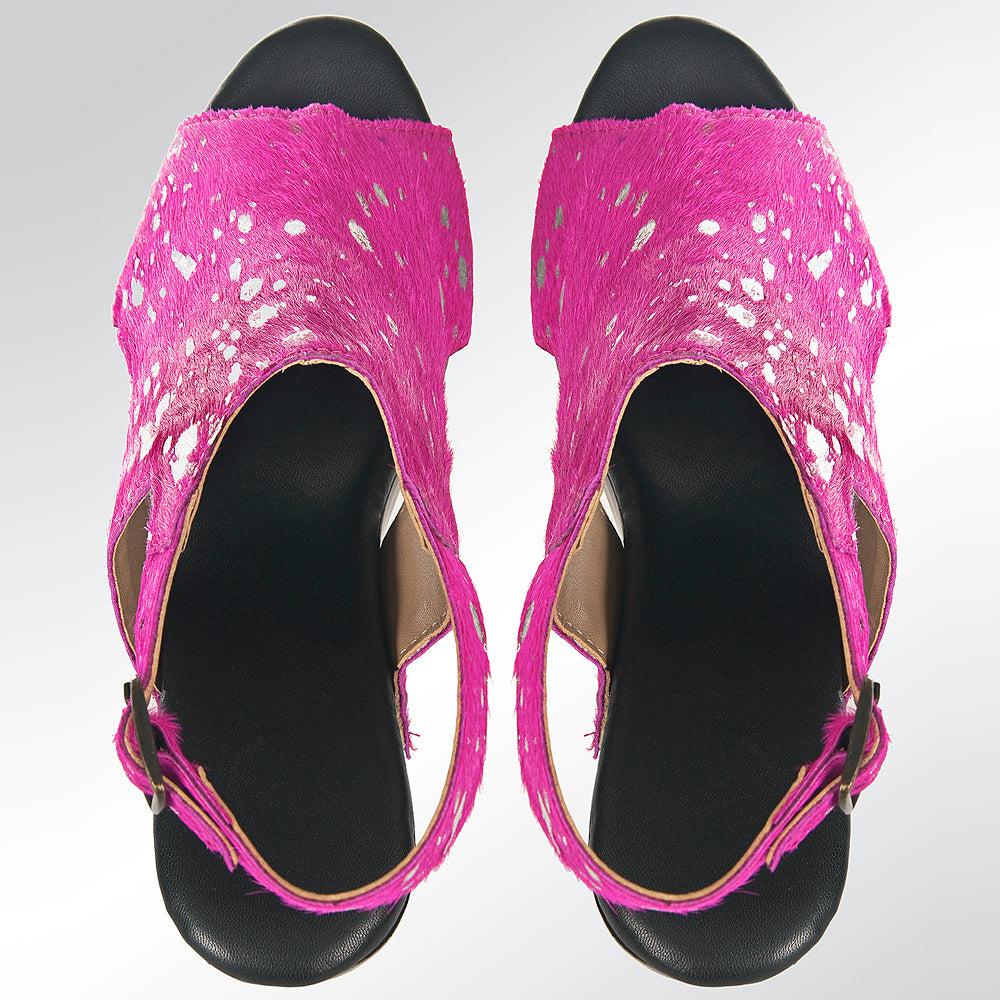 ADFT116 Hair on genuine leather sandal footwear flip flop