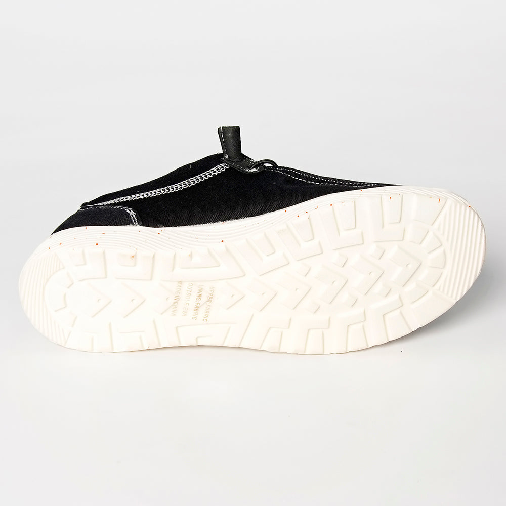 LC-ADFT133BK3 Women's Feather Tooled Leather Canvas Loafers - Western Casual Slip-On