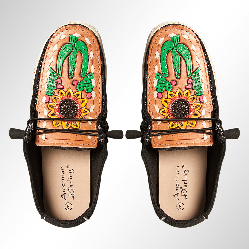 LC-ADFT133BK7-9 Genuine leather trim shoe footwear slip on