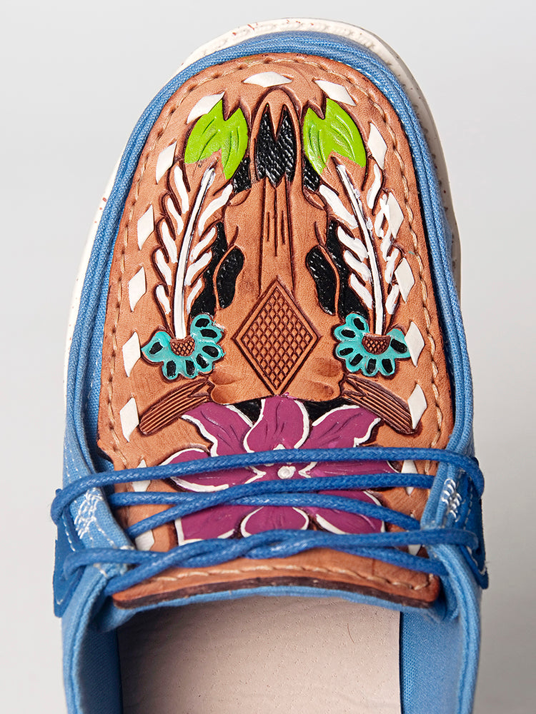 LC-ADFT133BL2-9 Genuine leather trim shoe footwear slip on