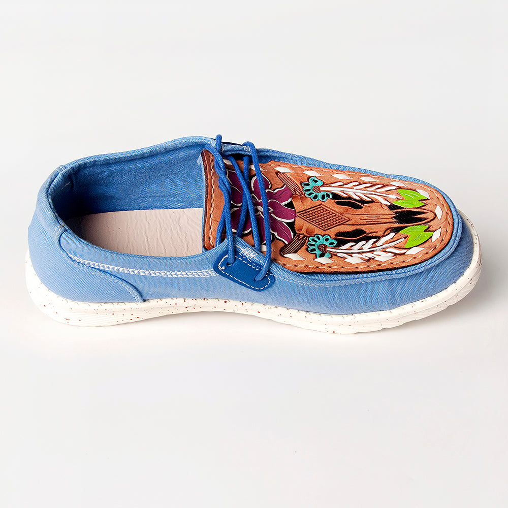 LC-ADFT133BL2-9 Genuine leather trim shoe footwear slip on