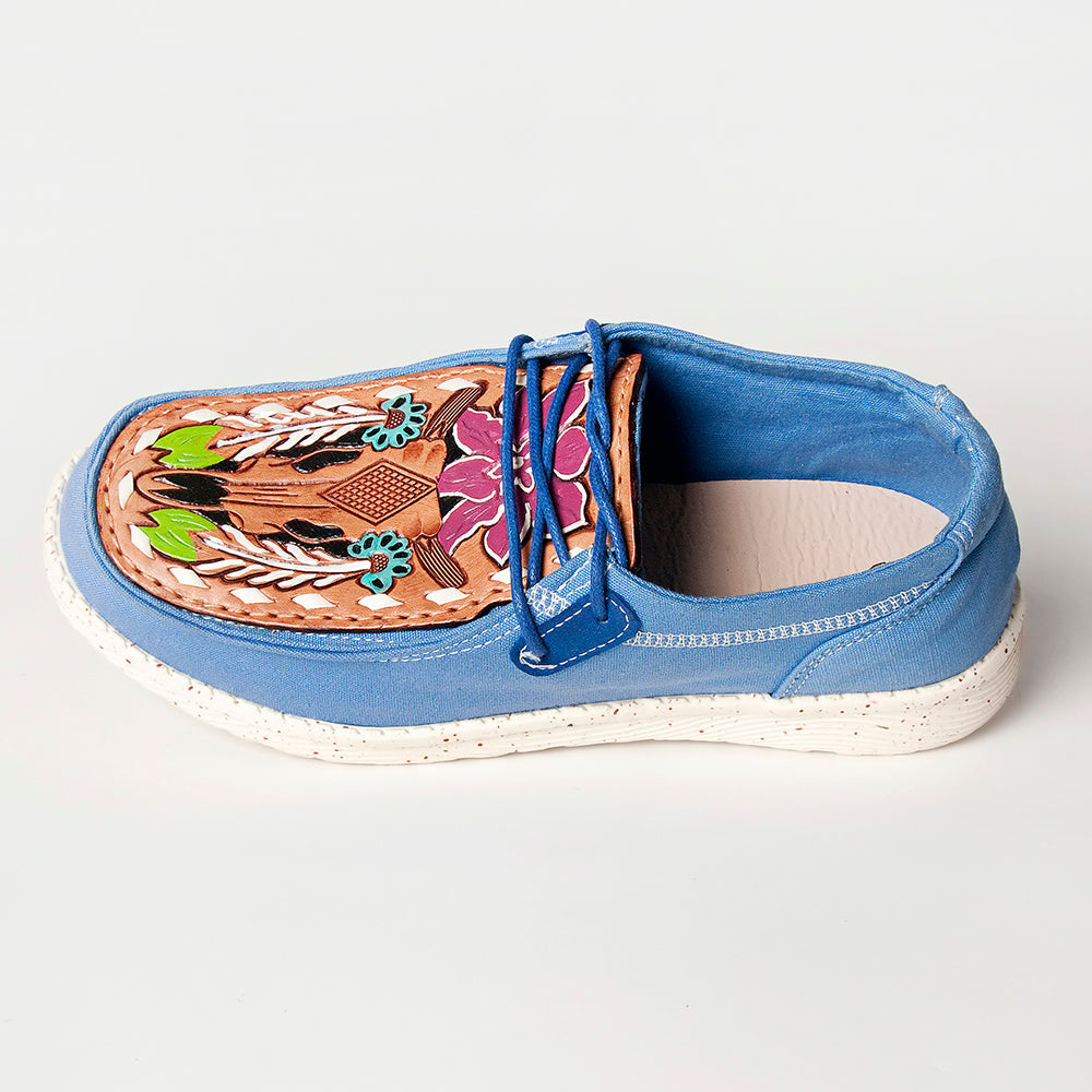 LC-ADFT133BL2-9 Genuine leather trim shoe footwear slip on