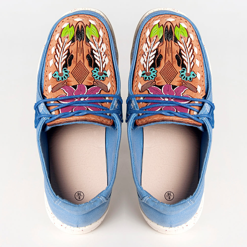 LC-ADFT133BL2-9 Genuine leather trim shoe footwear slip on