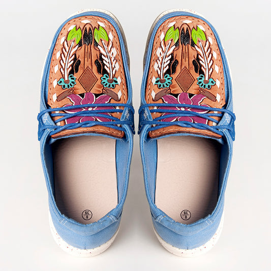 LC-ADFT133BL2-9 Genuine leather trim shoe footwear slip on