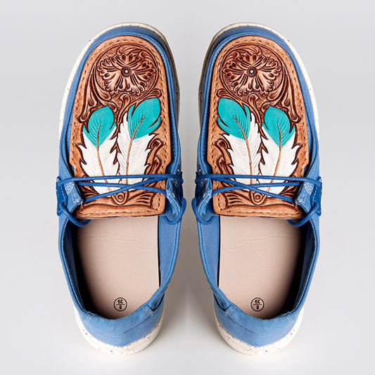 LC-ADFT133BL3 Genuine leather trim shoe footwear slip on