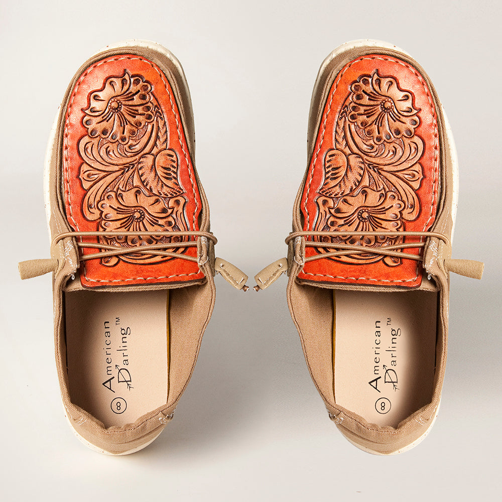 LC-ADFT133BR11-7 Genuine leather trim shoe footwear slip on