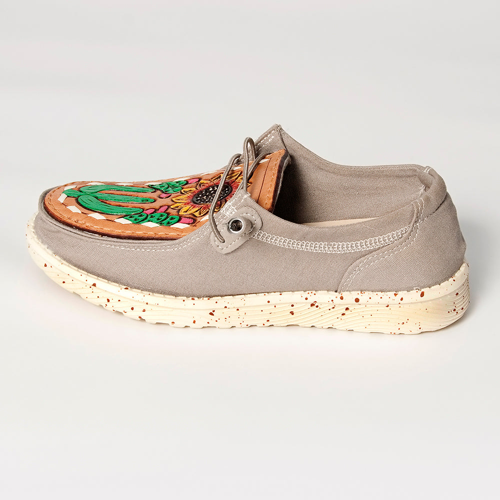 LC-ADFT133GR7 Genuine leather trim shoe footwear slip on