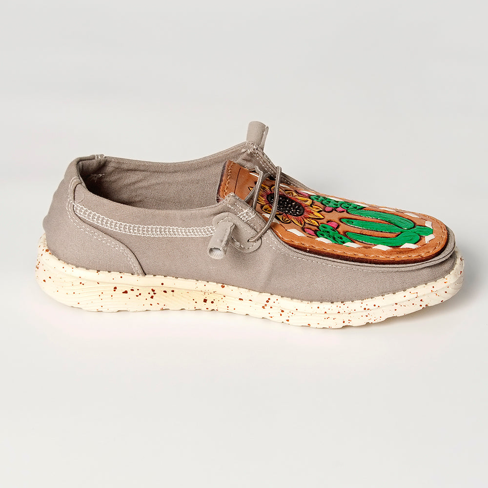 LC-ADFT133GR7 Genuine leather trim shoe footwear slip on