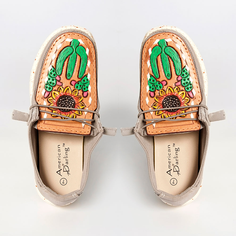 LC-ADFT133GR7 Genuine leather trim shoe footwear slip on