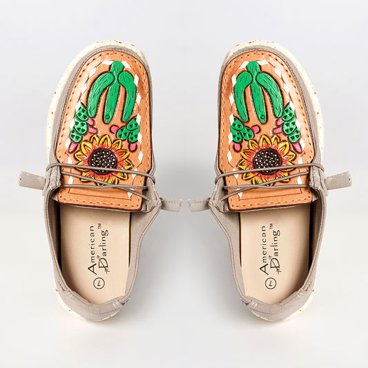 LC-ADFT133GR7 Genuine leather trim shoe footwear slip on