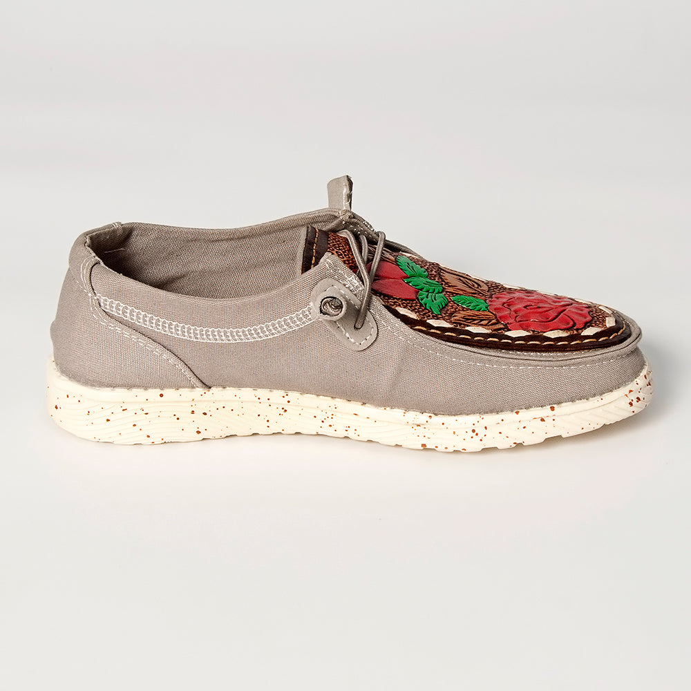 LC-ADFT133GR12 Genuine leather trim shoe footwear slip on