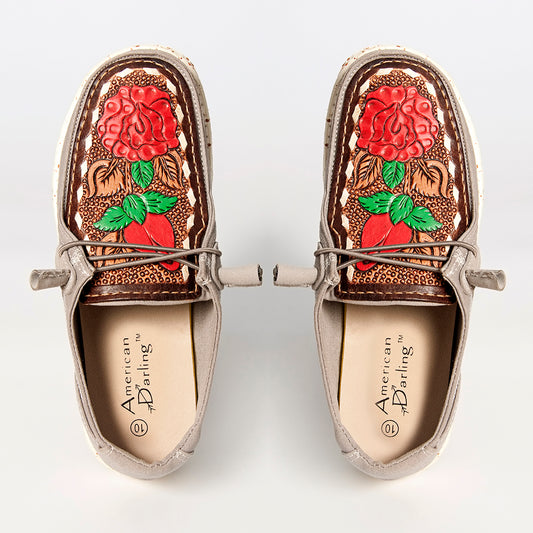 LC-ADFT133GR12 Genuine leather trim shoe footwear slip on