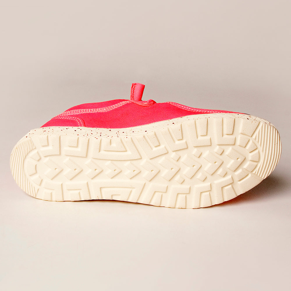 LC-ADFT133NEPK4 Women's Tooled Leather Canvas Loafers - Pink Slip-On with Dark Brown Floral Top