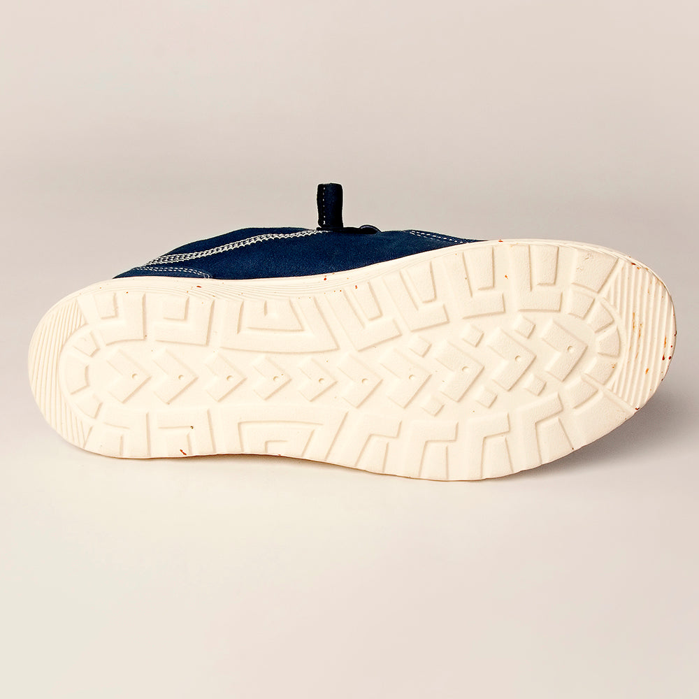 LC-ADFT133NV4 Women's Blue Canvas Loafers with Tan Tooled Leather - American Darling Slip-On Flats