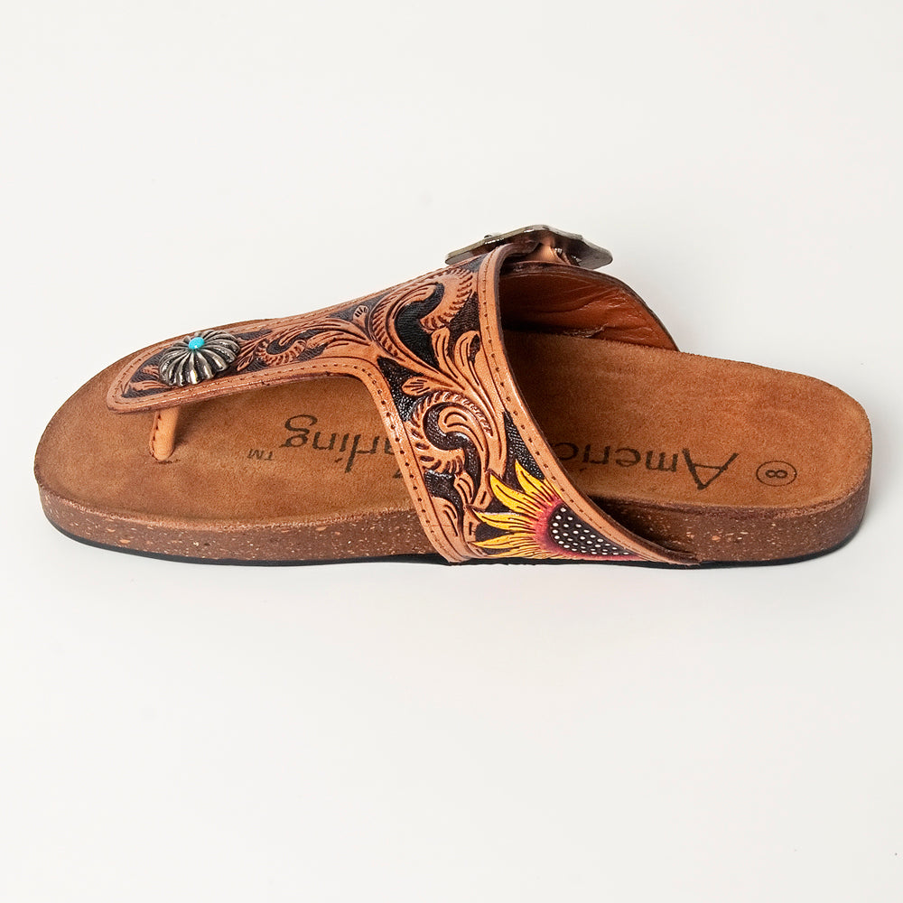 LC-ADFTE105 Carved genuine leather sandal footwear flip flop