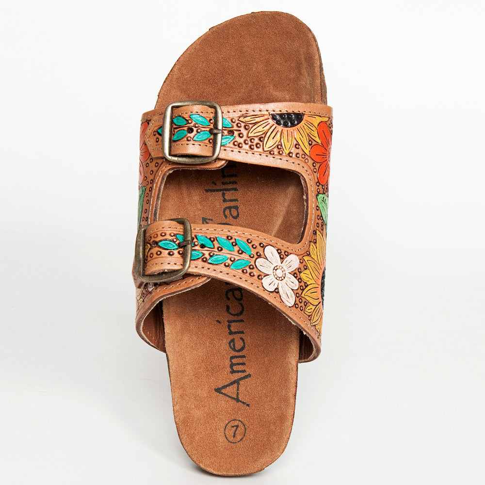 LC-ADFTE107 Carved Genuine leather sandal footwear flip flop