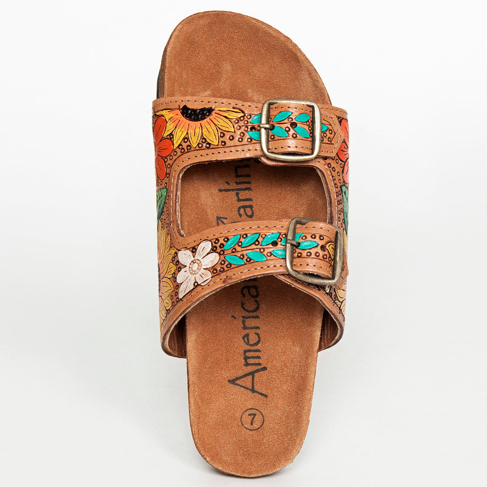 LC-ADFTE107 Carved Genuine leather sandal footwear flip flop