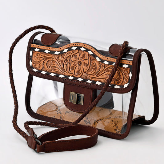 ADBG1129 American Darling Hand Tooled Leather Clear Bag | Western Stadium Purse