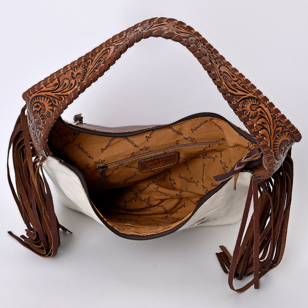 LC-ADBG803 Annie Western Hobo Bag Hair-On Cowhide & Tooled Leather Shoulder Purse