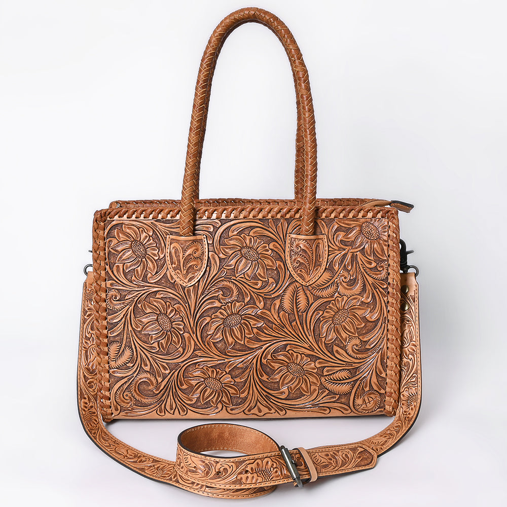 ADBG1131 American Darling Hand Tooled Leather Tote Bag | Western Floral Carved Purse