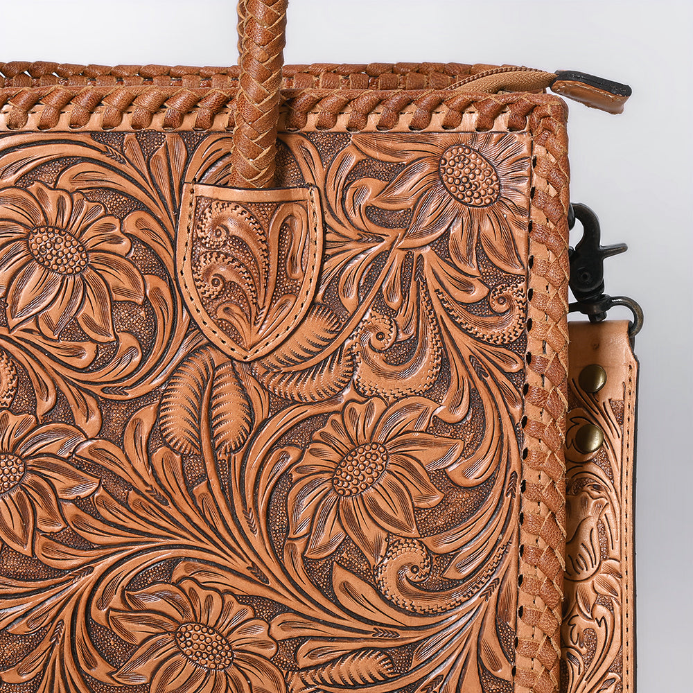 ADBG1131 American Darling Hand Tooled Leather Tote Bag | Western Floral Carved Purse