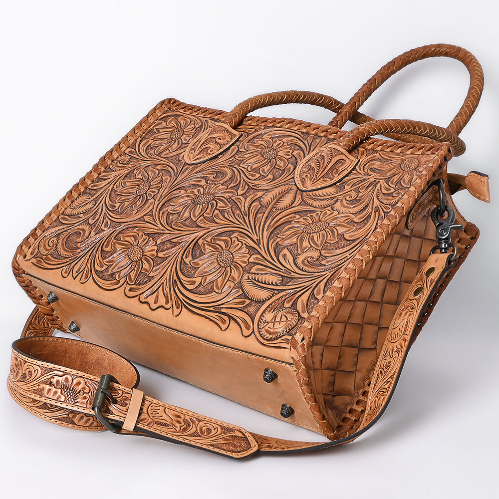 ADBG1131 American Darling Hand Tooled Leather Tote Bag | Western Floral Carved Purse