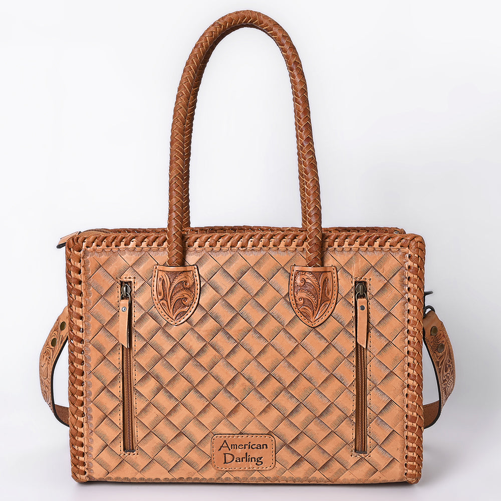 ADBG1131 American Darling Hand Tooled Leather Tote Bag | Western Floral Carved Purse
