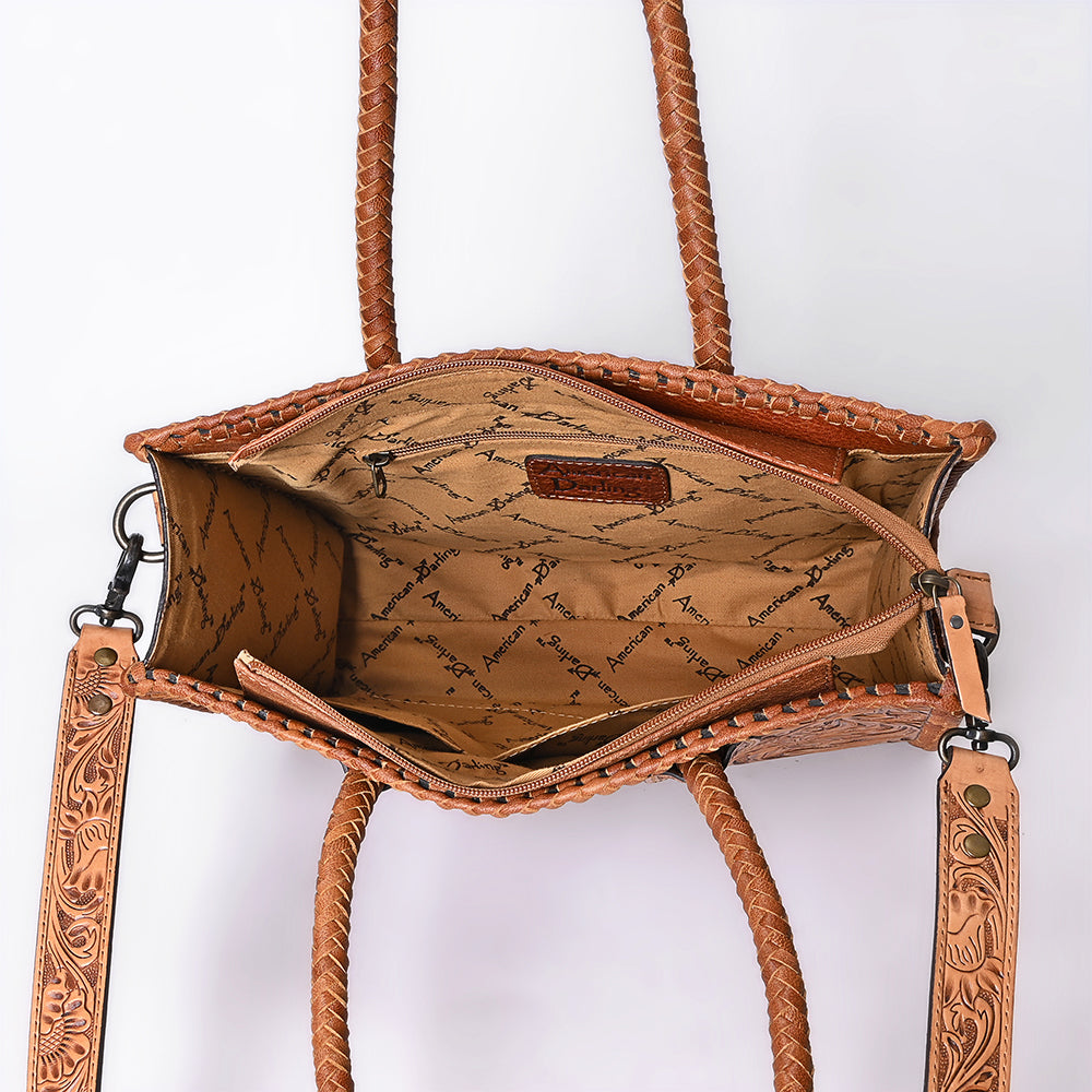 ADBG1131 American Darling Hand Tooled Leather Tote Bag | Western Floral Carved Purse