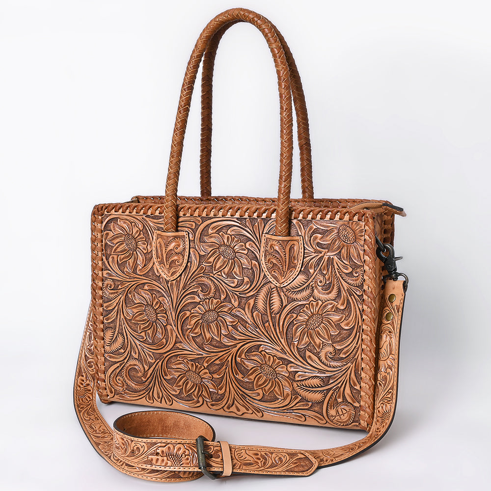 ADBG1131 American Darling Hand Tooled Leather Tote Bag | Western Floral Carved Purse