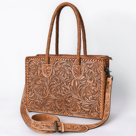 ADBG1131 American Darling Hand Tooled Leather Tote Bag | Western Floral Carved Purse