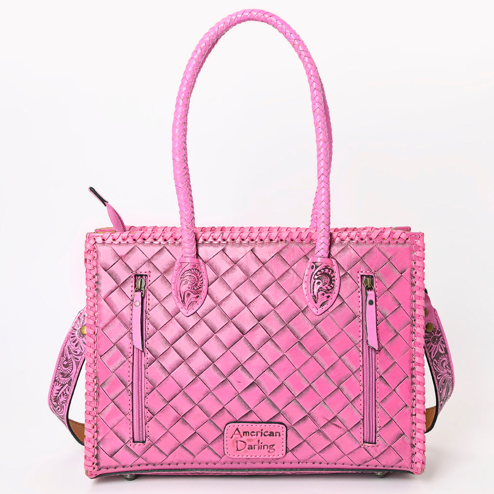 ADBG1131 American Darling Pink Hand Tooled Floral Leather Tote Bag Western Purse