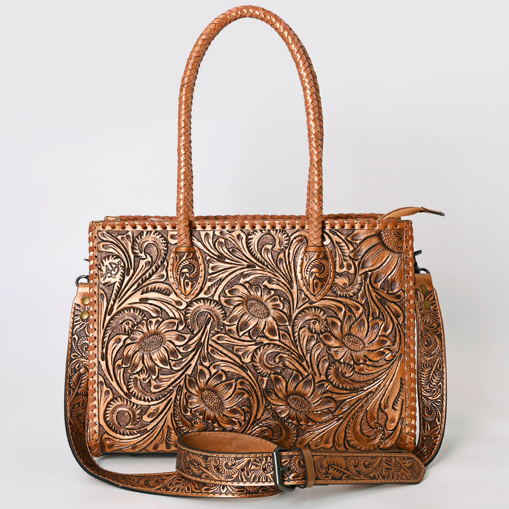 ADBG1131 American Darling Hand Tooled Leather Tote Bag | Western Floral Carved Purse