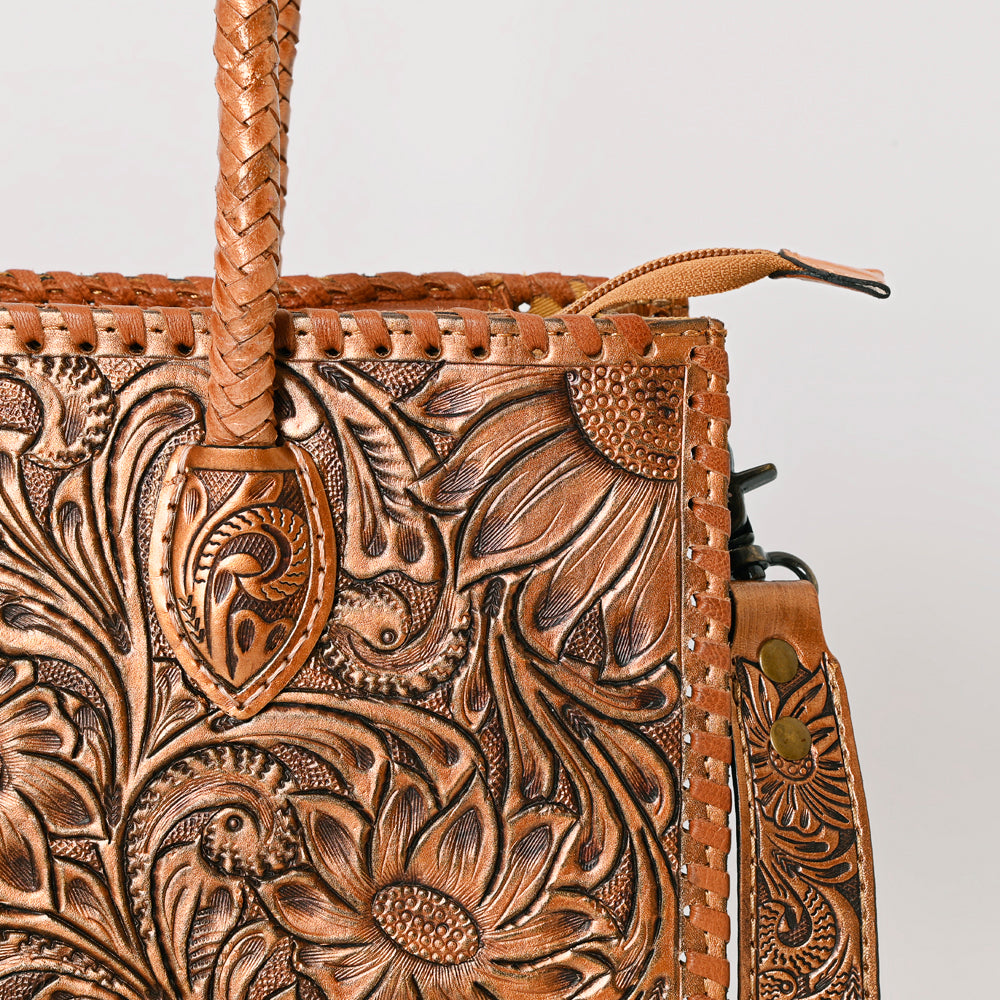 ADBG1131 American Darling Hand Tooled Leather Tote Bag | Western Floral Carved Purse