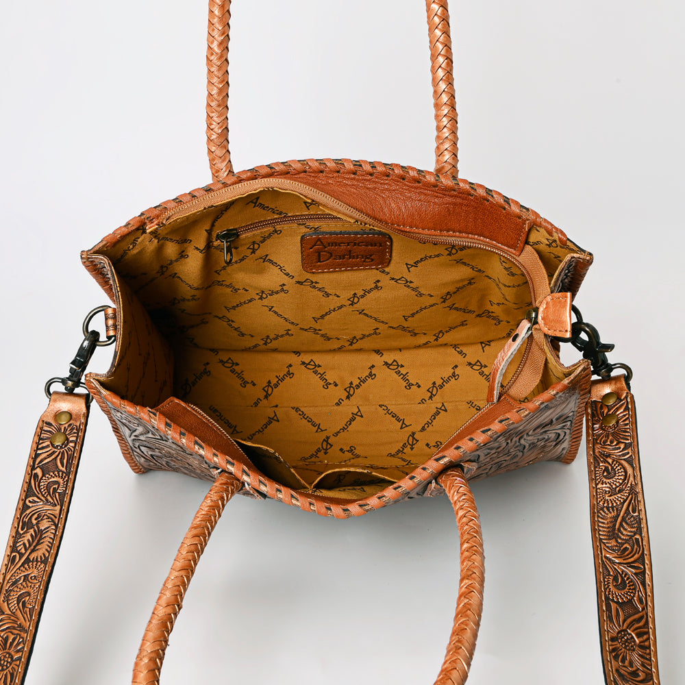 ADBG1131 American Darling Hand Tooled Leather Tote Bag | Western Floral Carved Purse