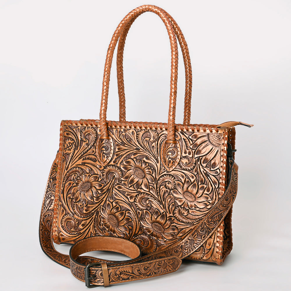 ADBG1131 American Darling Hand Tooled Leather Tote Bag | Western Floral Carved Purse