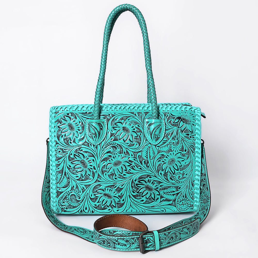 ADBG1131 American Darling Hand Tooled Leather Tote Bag | Western Floral Carved Purse