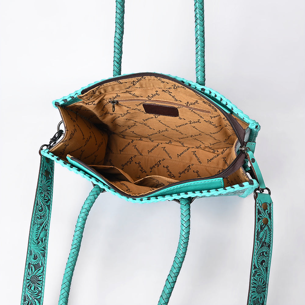 ADBG1131 American Darling Hand Tooled Leather Tote Bag | Western Floral Carved Purse