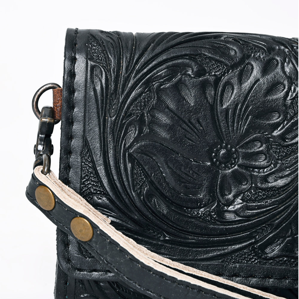 ADBG1132 American Darling Hand Tooled Floral Leather Clutch & Crossbody Wallet