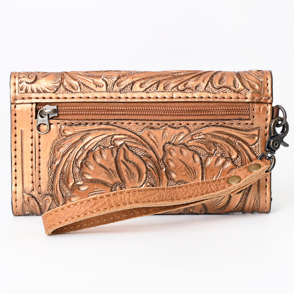 ADBG1132 American Darling Hand Tooled Floral Leather Clutch & Crossbody Wallet