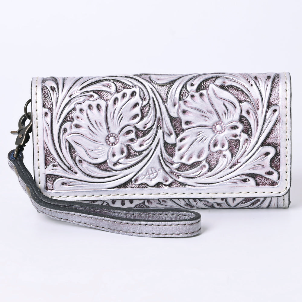 ADBG1132 American Darling Hand Tooled Floral Leather Clutch & Crossbody Wallet