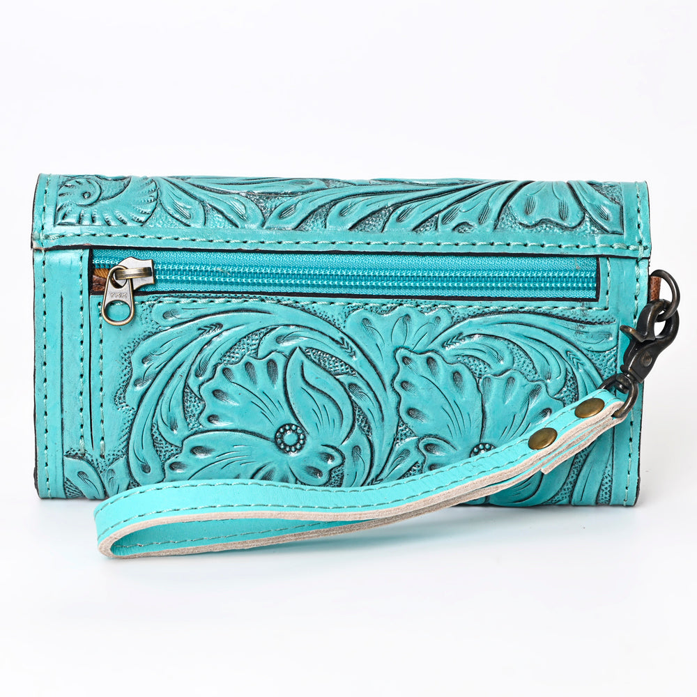 ADBG1132 American Darling Hand Tooled Floral Leather Clutch & Crossbody Wallet