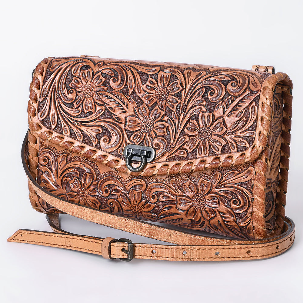 ADBG1133 American Darling Hand Tooled Floral Leather Wallet Bag Western Purse